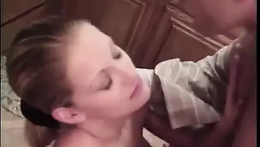 Cute flexible blonde does a split while big cock pounds her ass in the kitchen
