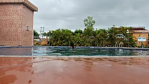 Sperm Floating in the Pool, Hard Sex in the Water, Double Orgasm