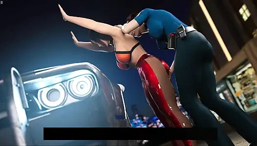 Полицейский-шмель трет киску Luna и сжимает ее сиськи