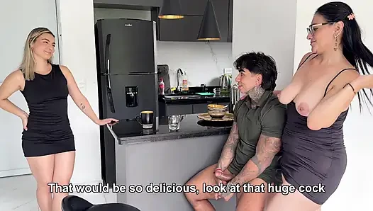 Horny stepmom fucks her stepdaughter's boyfriend behind her back