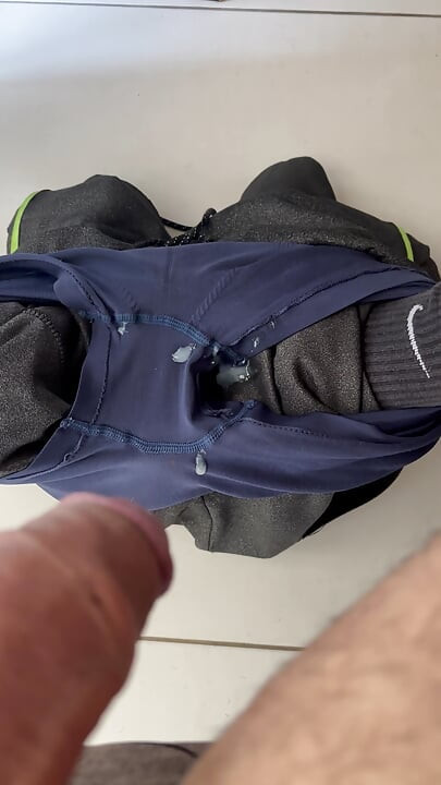 Big thick dick after cumming a lot of cum in underwear and pants