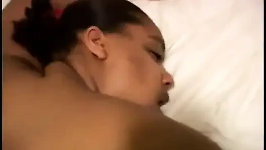 Fat black babe sucks on a thick black cock and gets fucked