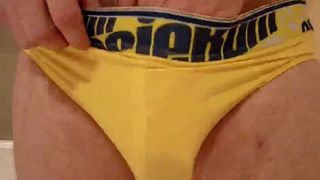 Playing in yellow undies
