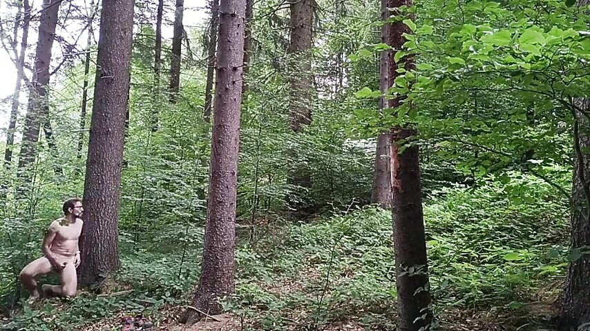 Forest Risk: Jerking off a Dick Under a Busy Road