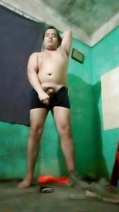 Jesus in boxer without shirt Pulling his penis