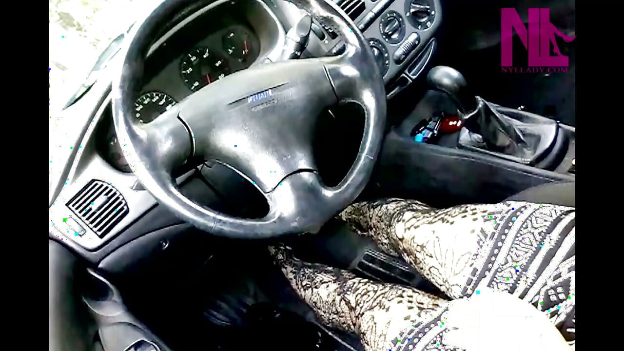 Sexy Pedal Pumping in Black Floral Fishnets