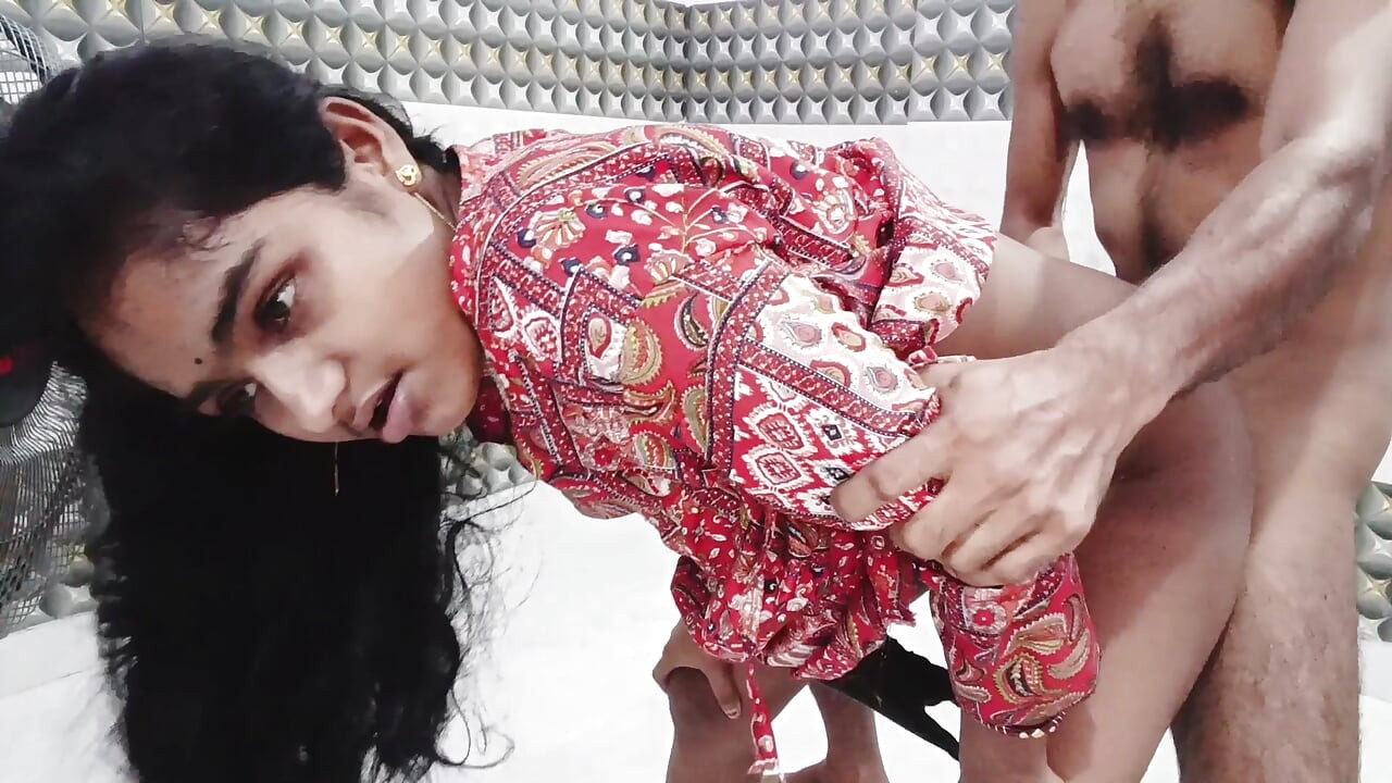 Real Indian Couple Hot Sex in Red Dress - Blowjob, Deepthroat, Missionary & Doggy with Cum on Breasts