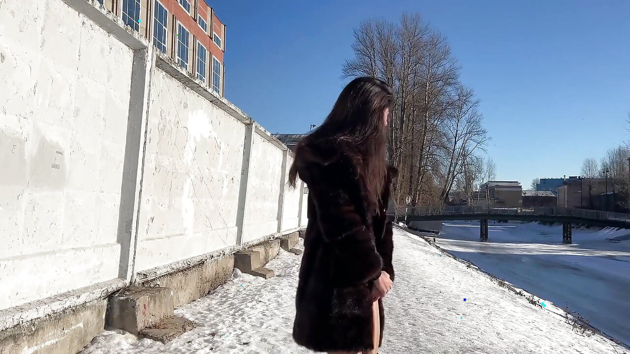 Lovely Pee Wetting in Furcoat and Nylon Pantyhose Desperation