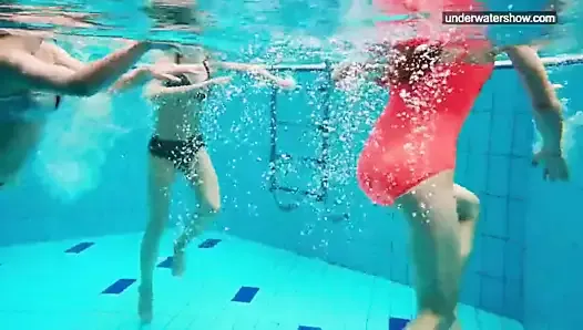 3 nude girls have fun in the water