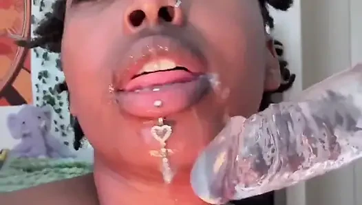Ebony Suck Dildo Blowjob