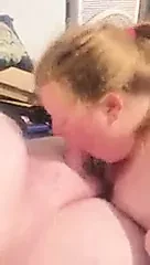 Bbw gives BJs to her man and her man's friend