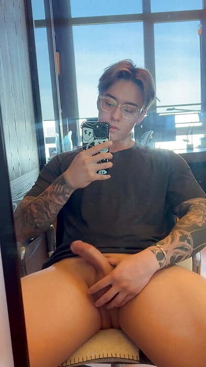 Asian Teen Jerks off Secretly in Study Room