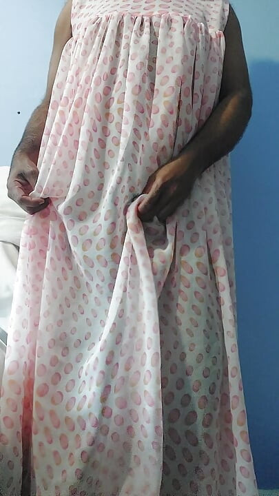 I'm masterbating and cum wearing a Silk Seethrough Night Gawun