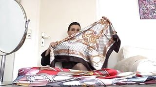 5 elegante neue Satinhals-Schal für ein schwarzes Kostüm