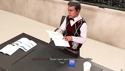 Heiße MILF-lehrerin benutzt ein leeres college-klassenzimmer, um hengst in langsamen sex zu ziehen (3D-gameplay)