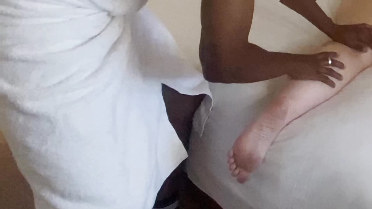 British Curvy Milf Anne Marie wife meets Hot BBC for oil Massage in private room in the morning