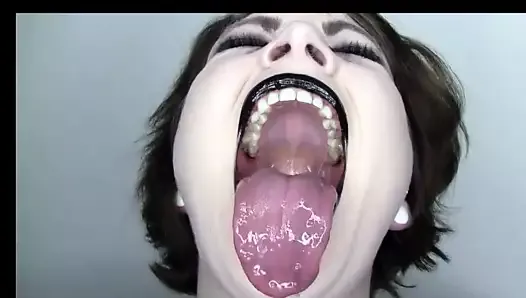 Glossy Black Lips and Dripping Wet Tongue Mouth Fetish
