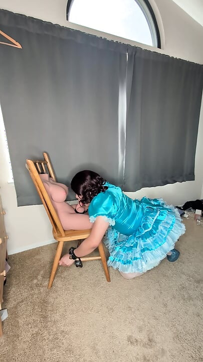 Sissy Maid Gets Her Collar Locked to Her Doll's Cock!