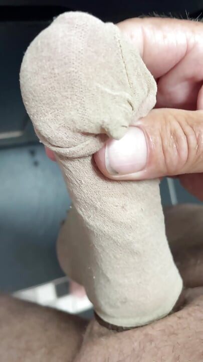 Nylon sock jerk off