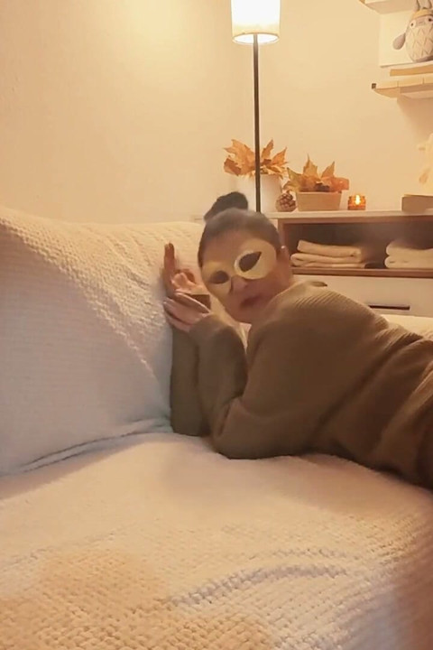 Cozy Tease: Soft Green Sweater and Socks Shaking