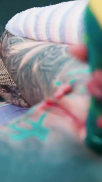 TATTOOED hippie ANAL fuck herself with dildo with BIG DICK | Clip 2