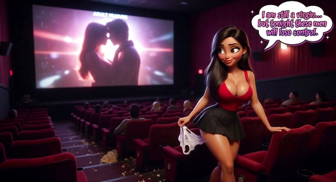 Stepdaughter Becomes the Virgin of the Porn Theater After Forbidden Desire for Stepfather (AI generated)