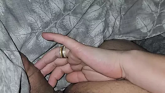 Step mom handjob massive stepbrother dick in erection for fun