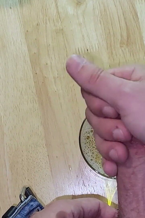 Mixing Cum and Piss in My Office
