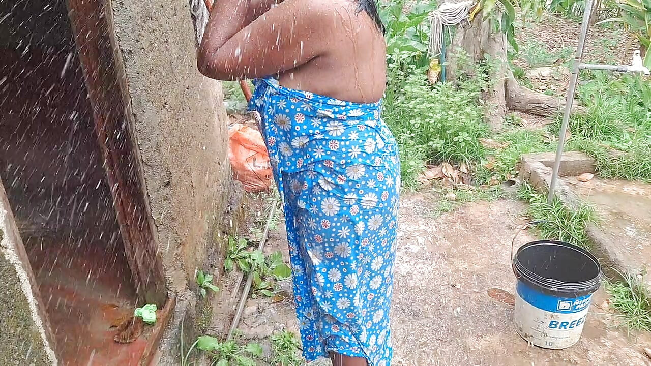 Hottest step mom bathing out side