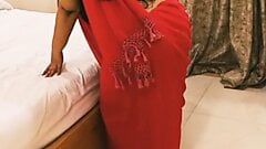 India bbw novia hace sari striptease para su novio