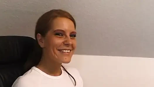 Sexy slut masturbating in office