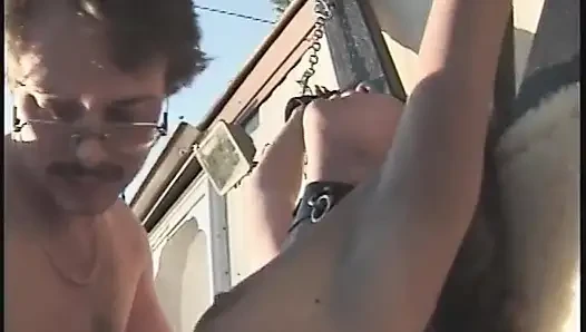 Brunette sub rubs her pussy while laying bed
