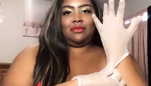 Trina Checking Her Sissies boy colon and Asshole, latex gloves