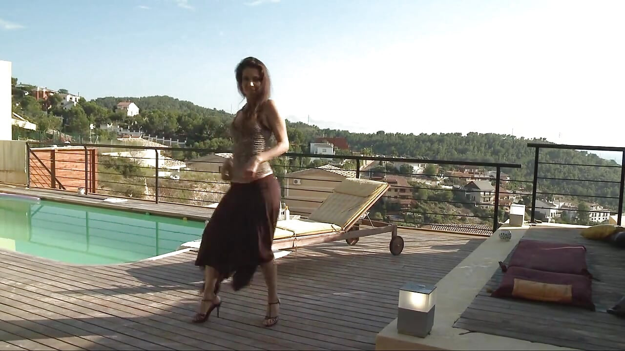 Samia Latina Strip at Swimming Pool