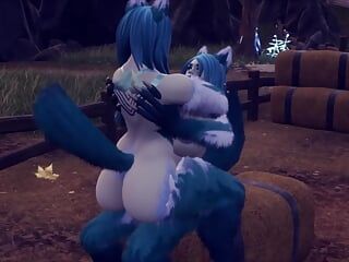 Furry futah having sex with furry woman in wild and having wild sex with loud moans and getting cream pie in the end