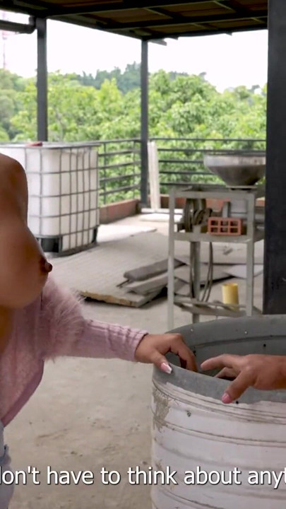 A construction worker inserts his large penis into his busty boss on a terrace - Brandon Cruz & Mariana Martix | Clip 1