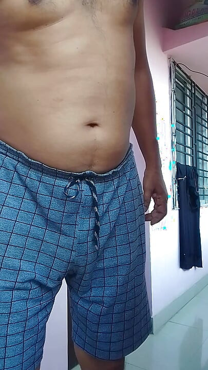 Naked showing masturbation.
