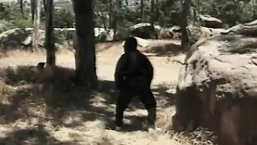 Ninja dude bangs horny asian milf outdoors