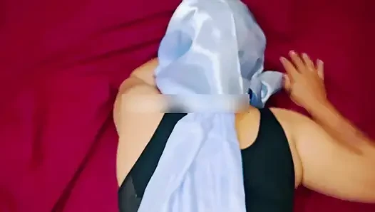A Muslim stepsister wearing a hijab is penetrated by her employer in the bedroom, receiving hot semen inside her lightly haired