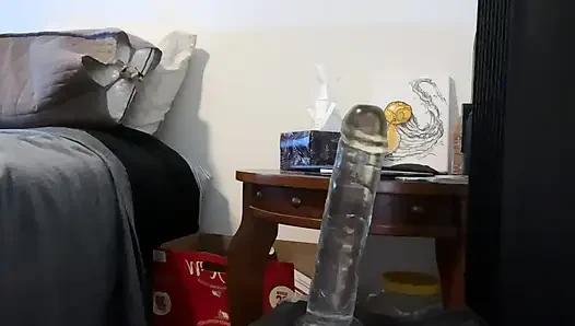 Black Boy Takes a Rough Solo Anal Ride on a 10 inch Fat Toy