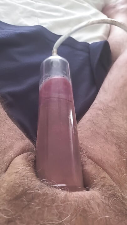 Penis pump trying to cum