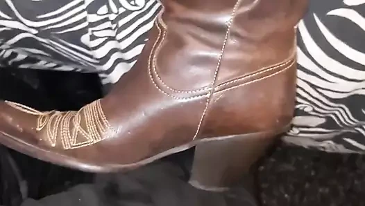 Leather Dress and Cowboy Boots