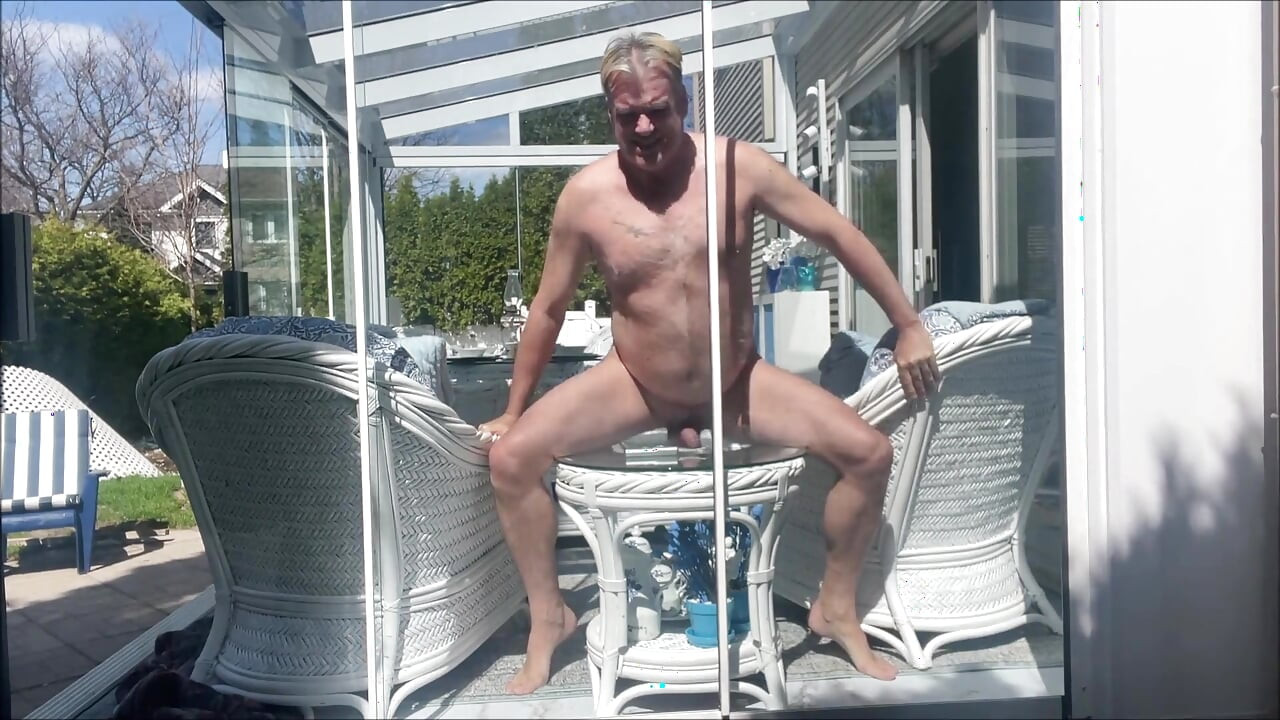 Hunk Stepdaddy Bear Naked Sunbathing in the Veranda 3