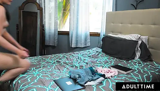 ADULT TIME - Pervy Stepdad SPANKS & FUCKS STEPDAUGHTER Aria Lee For Masturbating! ITALIAN SUBTITLES