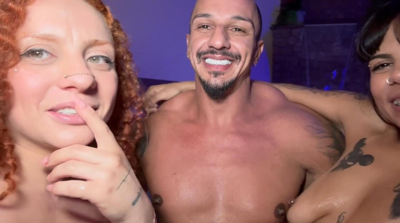 Menage! My friend's boyfriend fucks us after helping us make content
