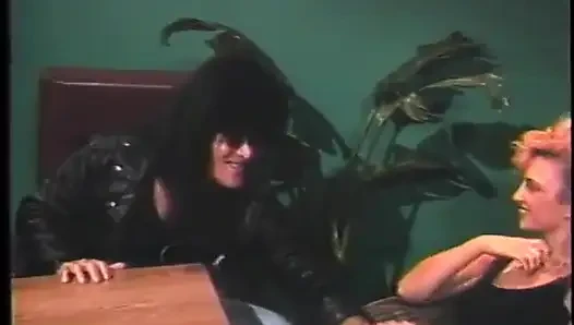 Hot blonde gets bent over and banged from the back by rocker