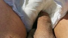 Flashing My cock on the beach, has diaper on me