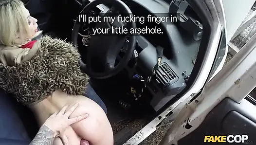 Fake Cop - Busty Blonde Fucked in Junk Yard