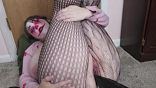 Clown Takes Giant Dildo on Her Fuck Machine