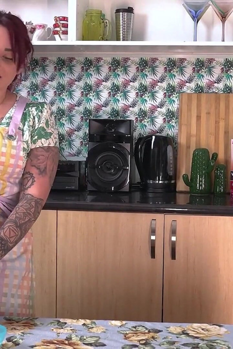 Hot Busty Redhead Amity Rose Fingers Her Wet Pussy in the Kitchen